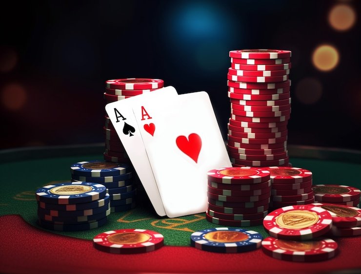 Live casino dealer broadcasting from professional studio with multi-camera setup